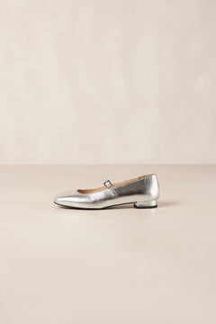 Por Do Sol Shimmer Leather Ballet Flats - Silver