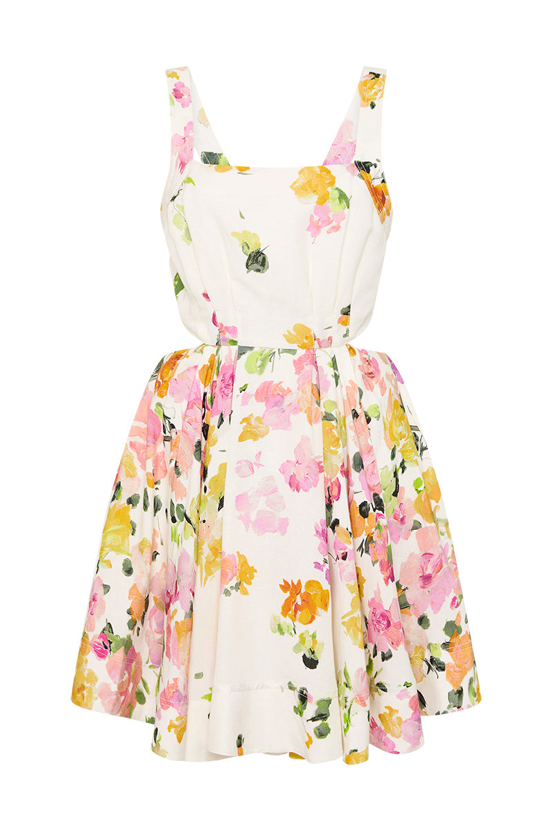 Clara Tie Back Mini Dress - Scattered Floral
