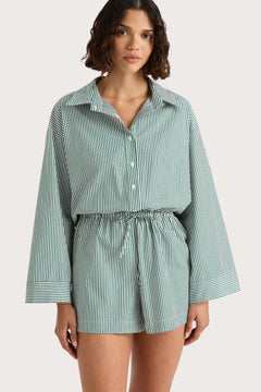 Freja Playsuit - Green Stripe