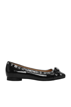 Eyelets Bow Ballerina Naplack - Black