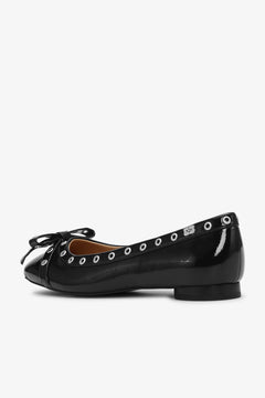 Eyelets Bow Ballerina Naplack - Black