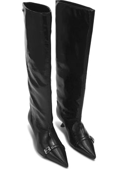 Eyelets Slouchy High Shaft Boot Naplack - Black