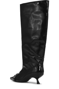 Eyelets Slouchy High Shaft Boot Naplack - Black