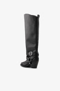 High Shaft Embroidered Western Boot - Black