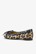 Eyelets Bow Ballerina Satin Print - Leopard Print