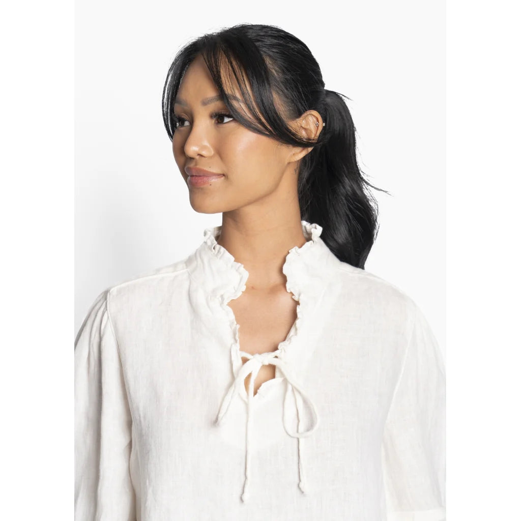 Sari Linen Blouse - White Alyssum