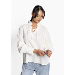 Sari Linen Blouse - White Alyssum