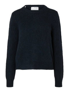 Sia Ras Ls Knit O-Neck - Dark Sapphire Melange