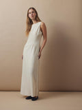 Sarah Sl Long Linen Dress B - Sandshell
