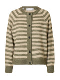 Lulu Ls Knit Short Stripe Cardigan - Vetiver Birch