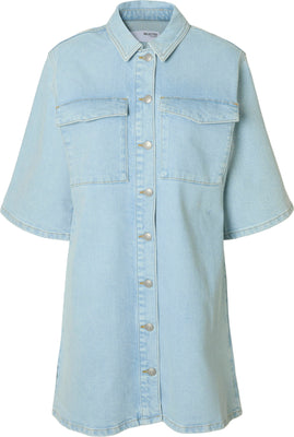 Harper Sky Blue Short Dress - Light Blue Denim