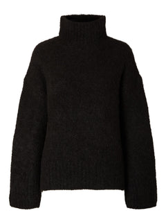 Gabella Ls Knit High-Neck W - Black