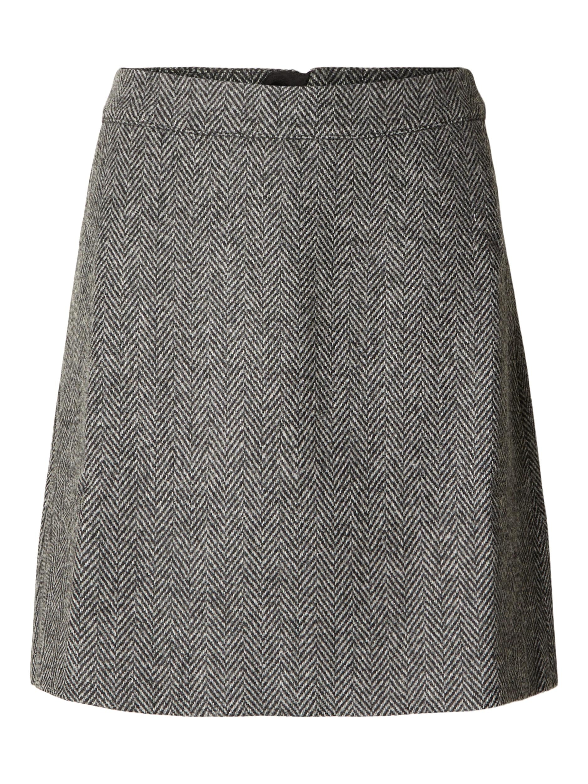 Hera-Ula HW Mini Wool Skirt - Dark Grey Melange W/Herringbone