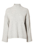 Cille Cashmere Blend High Neck- Light Grey Melange