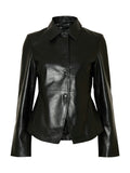 Fio Leather Overshirt - Black