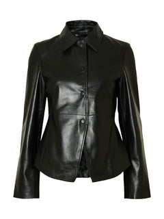 Fio Leather Overshirt - Black