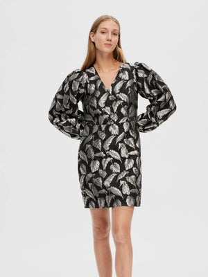 Paula LS Short Dress - Silver Leaf