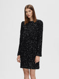 Colyn LS Short Sequins Dress - Black