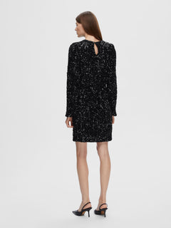 Colyn LS Short Sequins Dress - Black