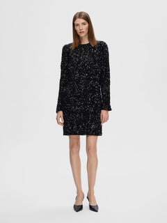 Colyn LS Short Sequins Dress - Black