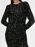 Colyn LS Short Sequins Dress - Black