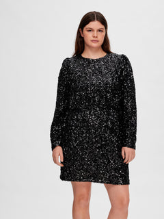 Colyn LS Short Sequins Dress - Black
