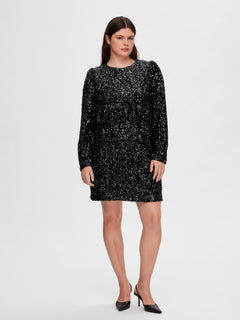 Colyn LS Short Sequins Dress - Black