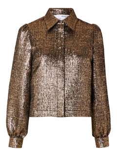 Violet Ls Jacquard Shirt - Gold Colour