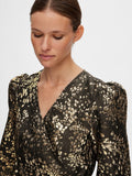 Paula-Siv Golden Leo Ls Short Dress - Gold