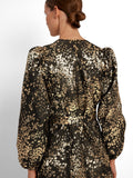 Paula-Siv Golden Leo Ls Short Dress - Gold