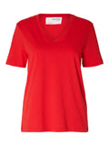 Essential Ss V-Neck Tee - Flame Scarlet