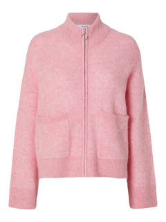 Sia Ras Ls Knit Zipper Cardigan - Peony Melange