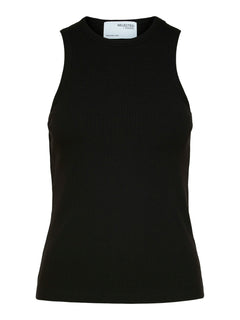 Anna O-Neck Tank Top - Black