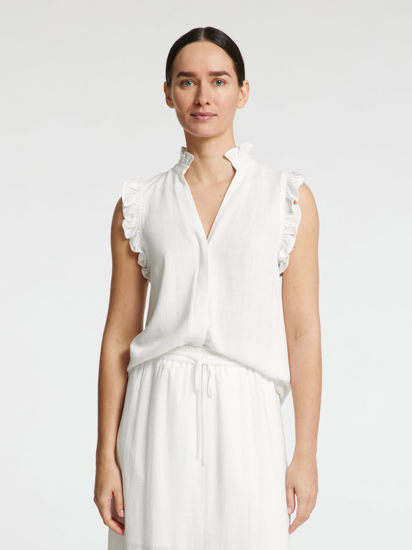 One Shoulder Ruffle Top Lichtgeel One Shoulder Ruffle Top Lichtgeel