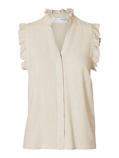 Viva Sl Ruffle Top Noos - Sandshell