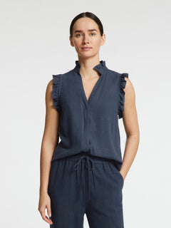 Viva Sl Ruffle Top Noos - Dark Sapphire