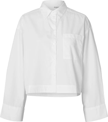 Astha Ls Cropped Boxy Shirt - Bright White