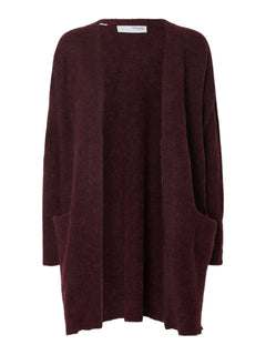 Lulu New Ls Knit Long Cardigan - Fig Melange