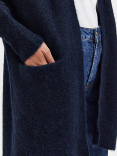 Lulu New Ls Knit Long Cardigan - Dark Sapphire