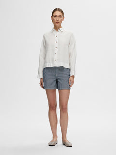Linnie Ls Linen Shirt B - Snow White