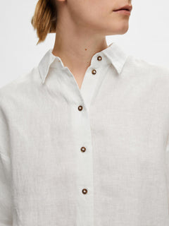 Linnie Ls Linen Shirt B - Snow White