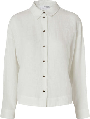Linnie Ls Linen Shirt B - Snow White