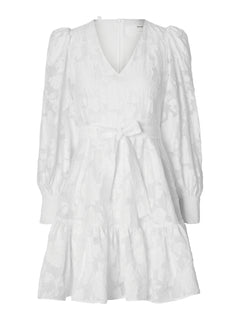 Calli-Sadie LS Short V-Neck Dress FF - Bright White