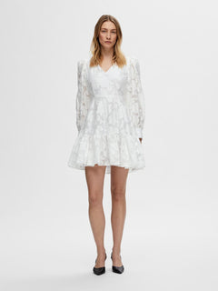 Calli-Sadie LS Short V-Neck Dress FF - Bright White