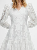 Calli-Sadie Ls Short V-Neck Dress Ff - Bright White