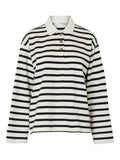 Wada Ls Stripe Collar Top - Snow White Black