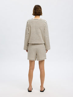 Elise Hw Striped Shorts - Black Birch