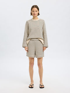 Elise Hw Striped Shorts - Black Birch