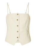 Mette Buttoned Jacquard Strap Top B - Snow White