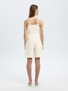 Mette Buttoned Jacquard Strap Top B - Snow White